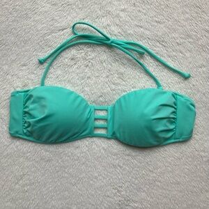Victoria’s Secret Beach Sexy Strappy Cage Bandeau Halter Bikini Top Seafoam